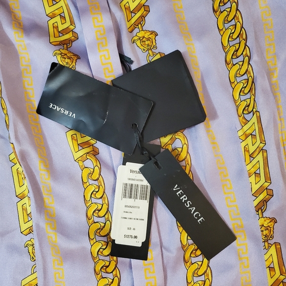 Versace Chain Print Silk-Blend Shirt - Picture 14 of 16